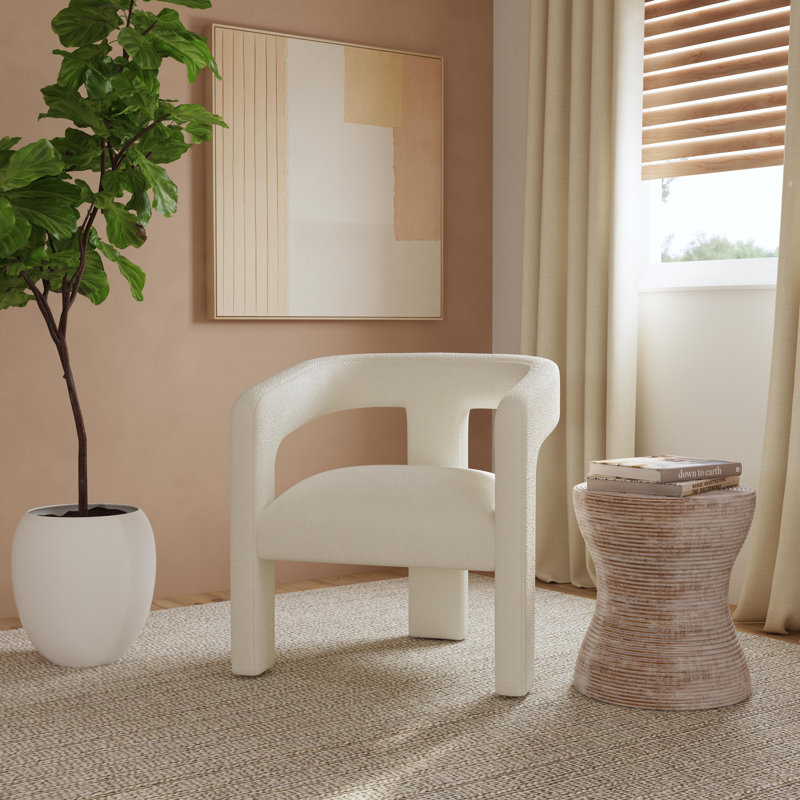 Fauteuil demi-tonneau Belissa, Boucle blanc