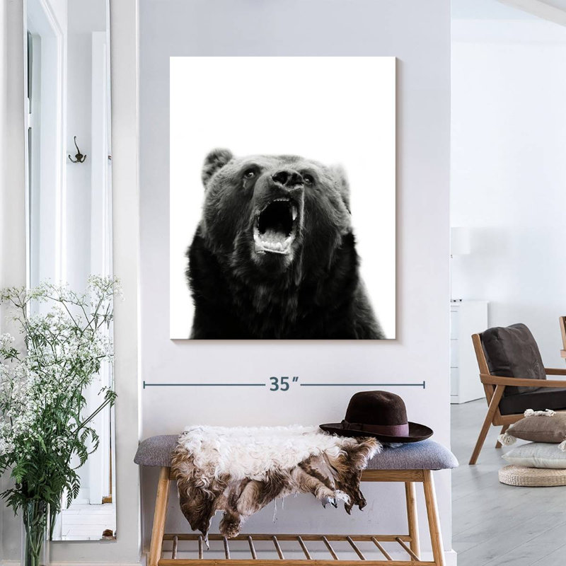 «Snarling Grizzly Bear» sur toile, H 28 po x l 35 po x P 1,25 po