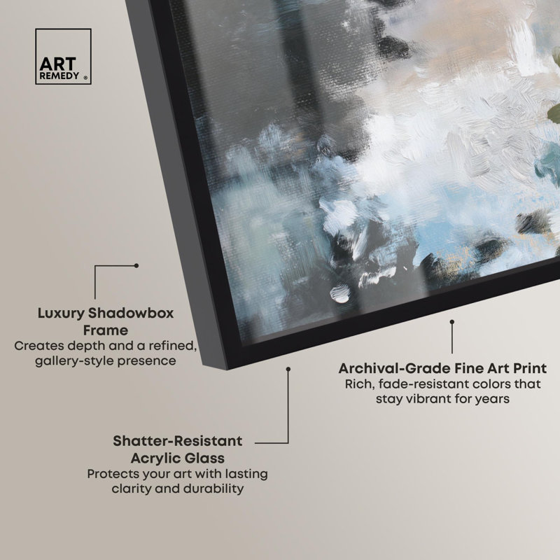 «Subtle Verdure II Shadowbox Print Abstract Decor» par Art Remedy, H 17 po x l 25 po, Noir