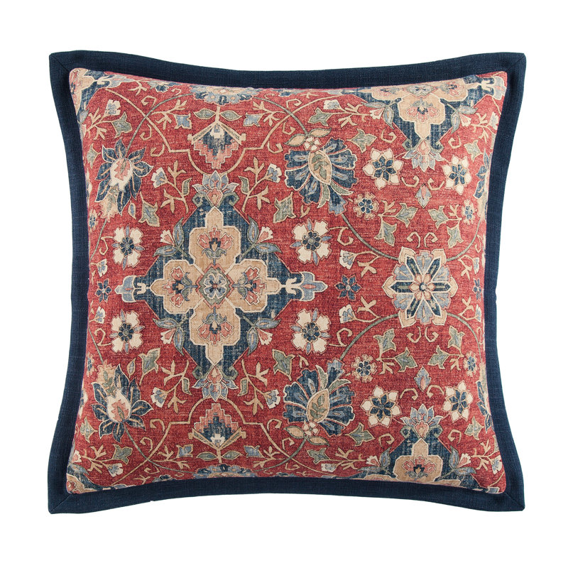 Melinda Red/Navy Floral Medallion Western Classic 27x27 inch Euro Sham