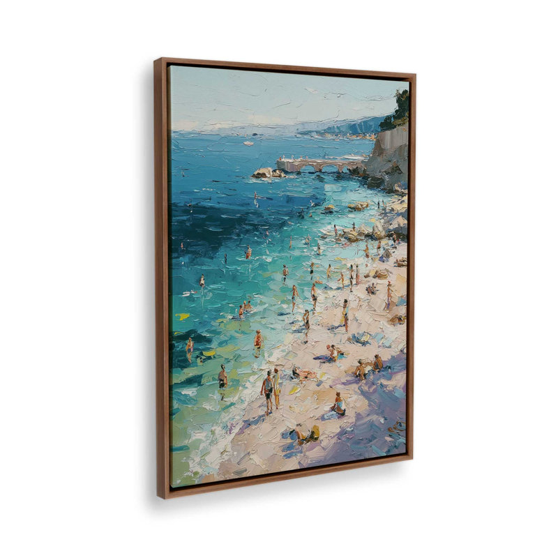 Impression sur toile Azzuro Cove, 24 po x 36 po, Cadre flottant en noyer
