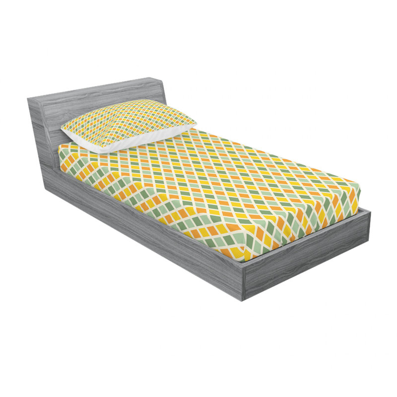 Microfiber Geometric Sheet Set, Twin XL Sheet Set with Fitted Sheet, Big and Small Dots