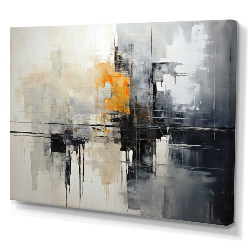 Gabreil Grey Collage Reflections I - Abstract Collages, art mural sur toile, H 24 po x l 32 po x P 1 po, Toile tendue