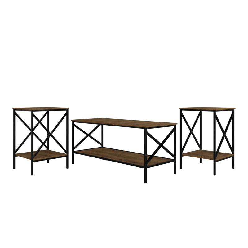 Chanute 3-Piece Coffee Table Set, Brown