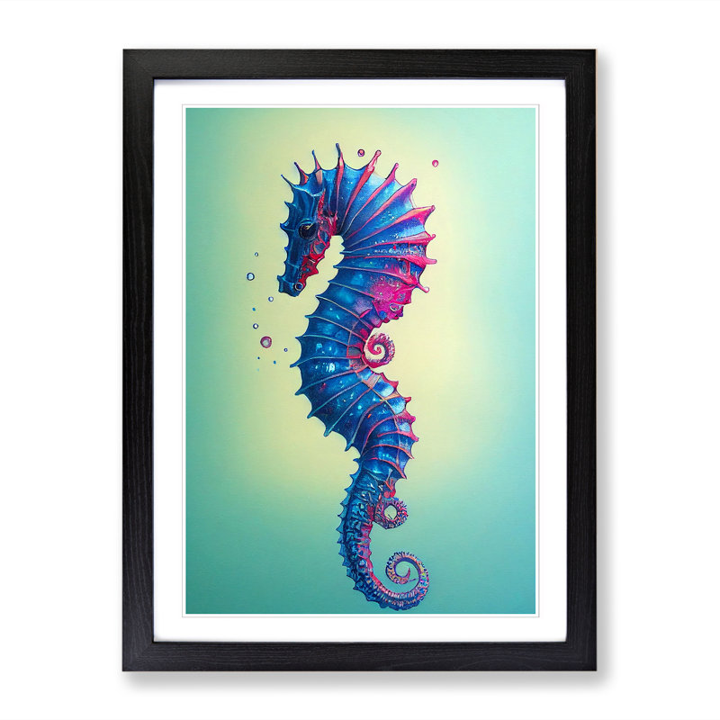 Seahorse Vol.4 - Single Picture Frame Print, 34cm H x 25cm W x 2cm D, Black