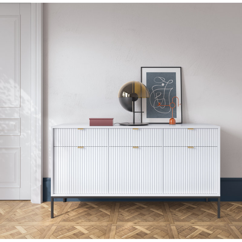 Iriyana 154cm Sideboard, White/Black