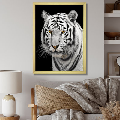 Tigre blanc féroce V - animaux, art mural sur toile