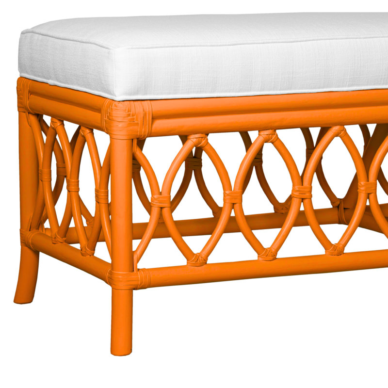Lillian Upholstered Bench, Citrus Orange