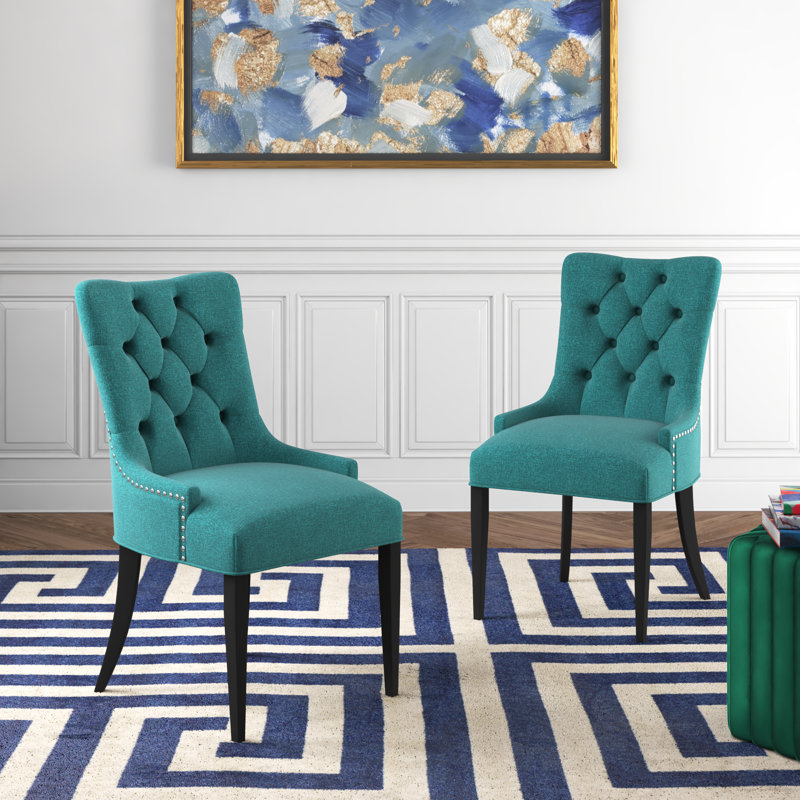 Regent Fabric Dining Chair, Teal Plainweave