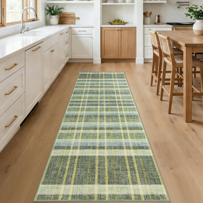 Plaid Machine Washable Rug