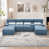 Bleu + en forme de U + 4 sièges