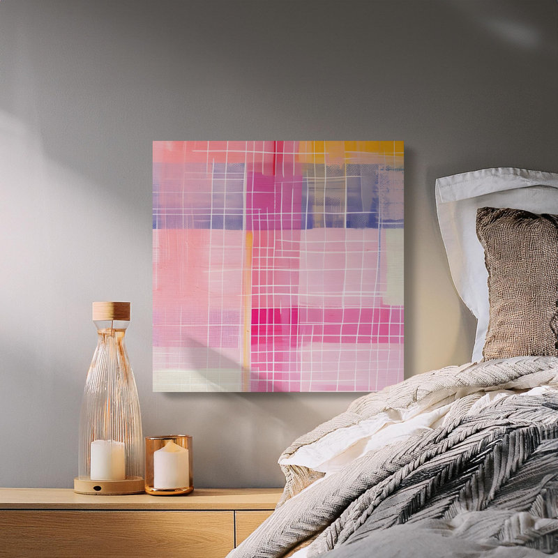 Abstract Grid Canvas Wall Art, Yellow Wall Decor, Modern Art Print, Geometric Artwork, Contemporary Home Decor, Ready to Hang