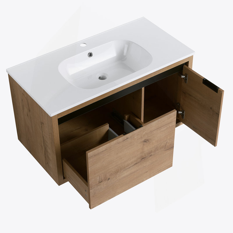 Meuble-lavabo mural avec lavabo en gel