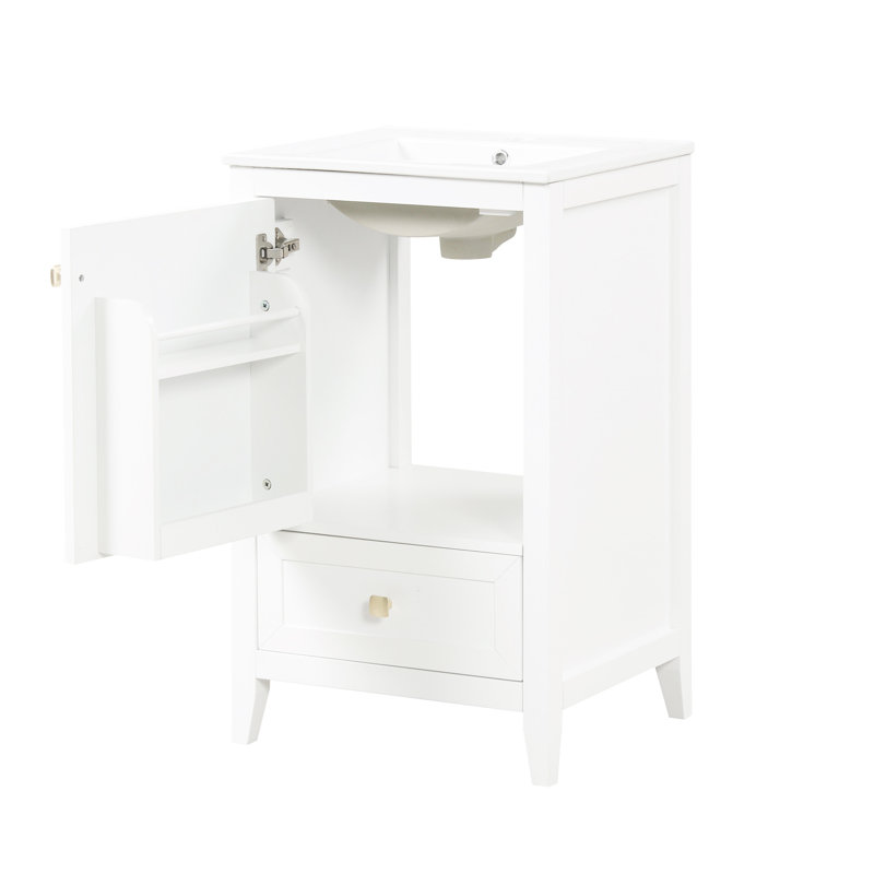 Meuble-lavabo de 20 po - Armoire blanche avec lavabo, support de rangement et surface de lavabo à surface spacieuse