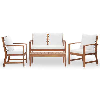Saleem 4 Piece Garden Lounge Set with Cushions Solid Wood Acacia