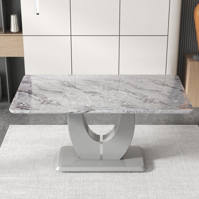 Modern 63" Rectangular Faux Marble Dining Table