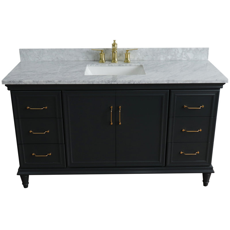 Ensemble de meuble-lavabo de salle de bain simple 61 po Sumter, Gris foncé