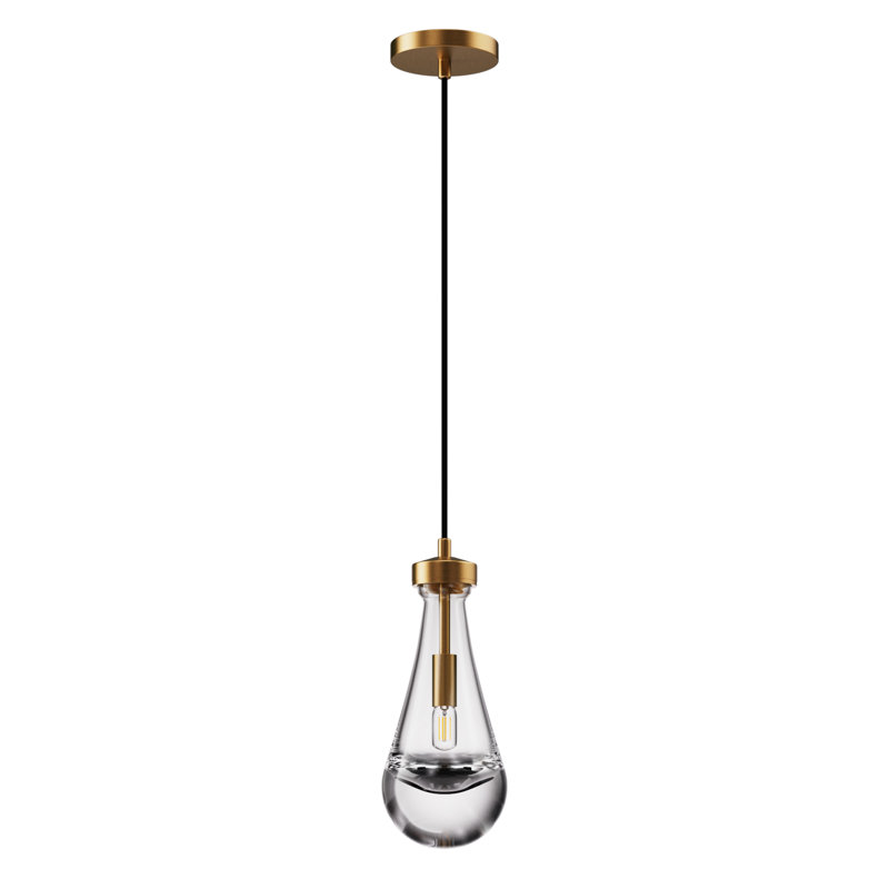 Antonetta Raindrop Shape Thick Glass Modern Pendant, Bronze