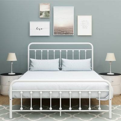 Structure de lit plateforme en métal pour chambre à coucher grand lit, style rétro, lit de rangement silencieux et sous le lit, design, soutien, pas de bruit, optimisation