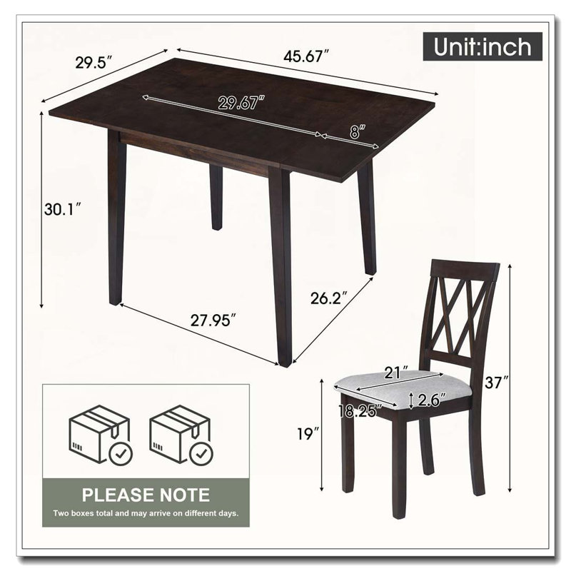 Ensemble de table de salle à manger pour petits espaces, 3, Espresso