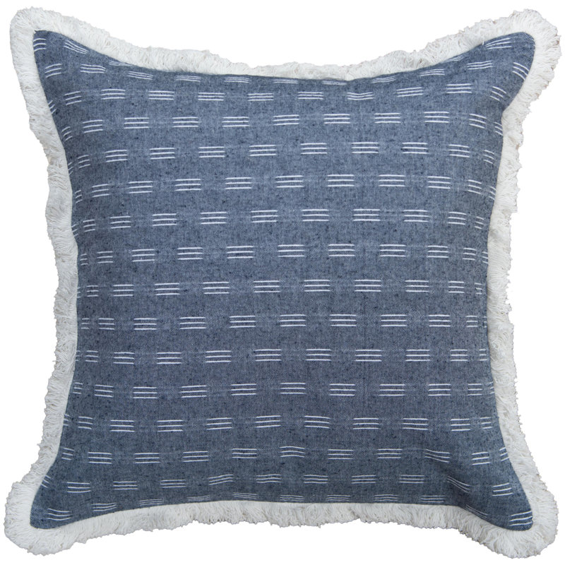 Cotton/Poly Blend Throw Pilow, Blue/White, Polyester