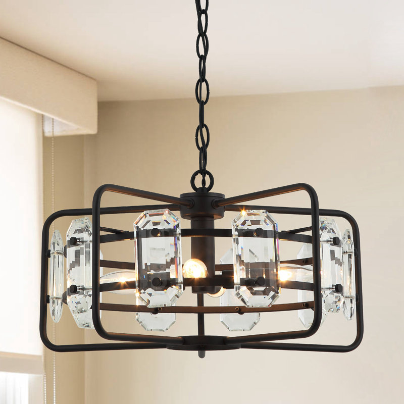 Lustre cage 4 lumières Genoa Farmhouse, Noir