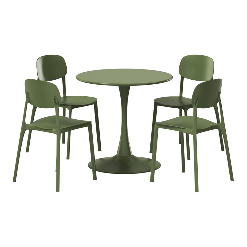 Ensemble repas d'extérieur rond, Vert