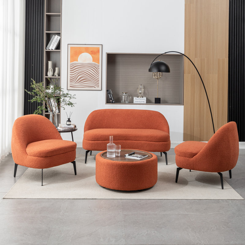 Ensemble de salon 4 pièces Bula, Polyester orange