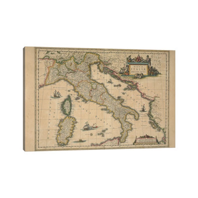 Map of Italy 1 Piece Wrapped Canvas Wall Art