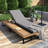 Outdoor Acacia Wood Chaise Lounge , with 5-Position Adjustable Backrest, Reclining with Cushion, Patio Lounger with Wood Side Table-1653905739