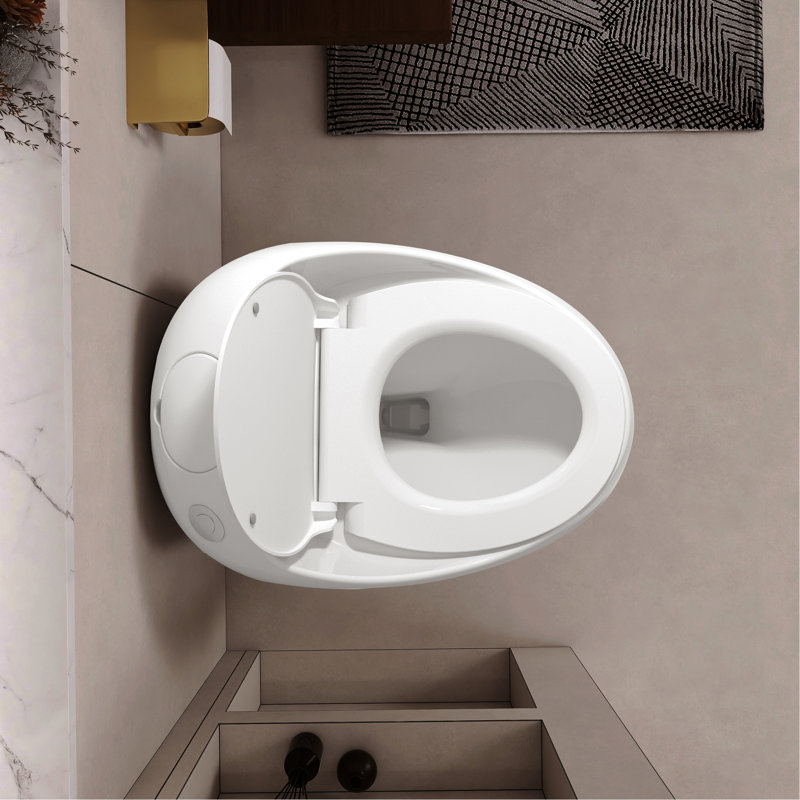 Toilette de salle de bain blanche brillante en forme d'œuf - 1,28 chasse d'eau simple, en céramique