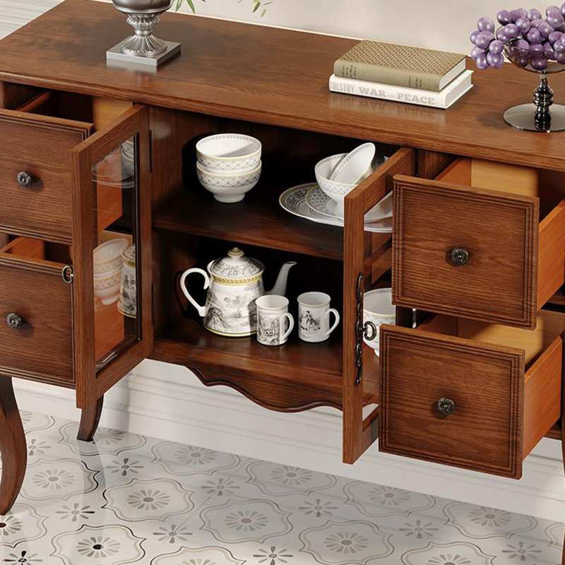 Console rectangulaire en bois massif noyer, Noyer, H 34,65 po x l 55,12 po x P 15,75 po