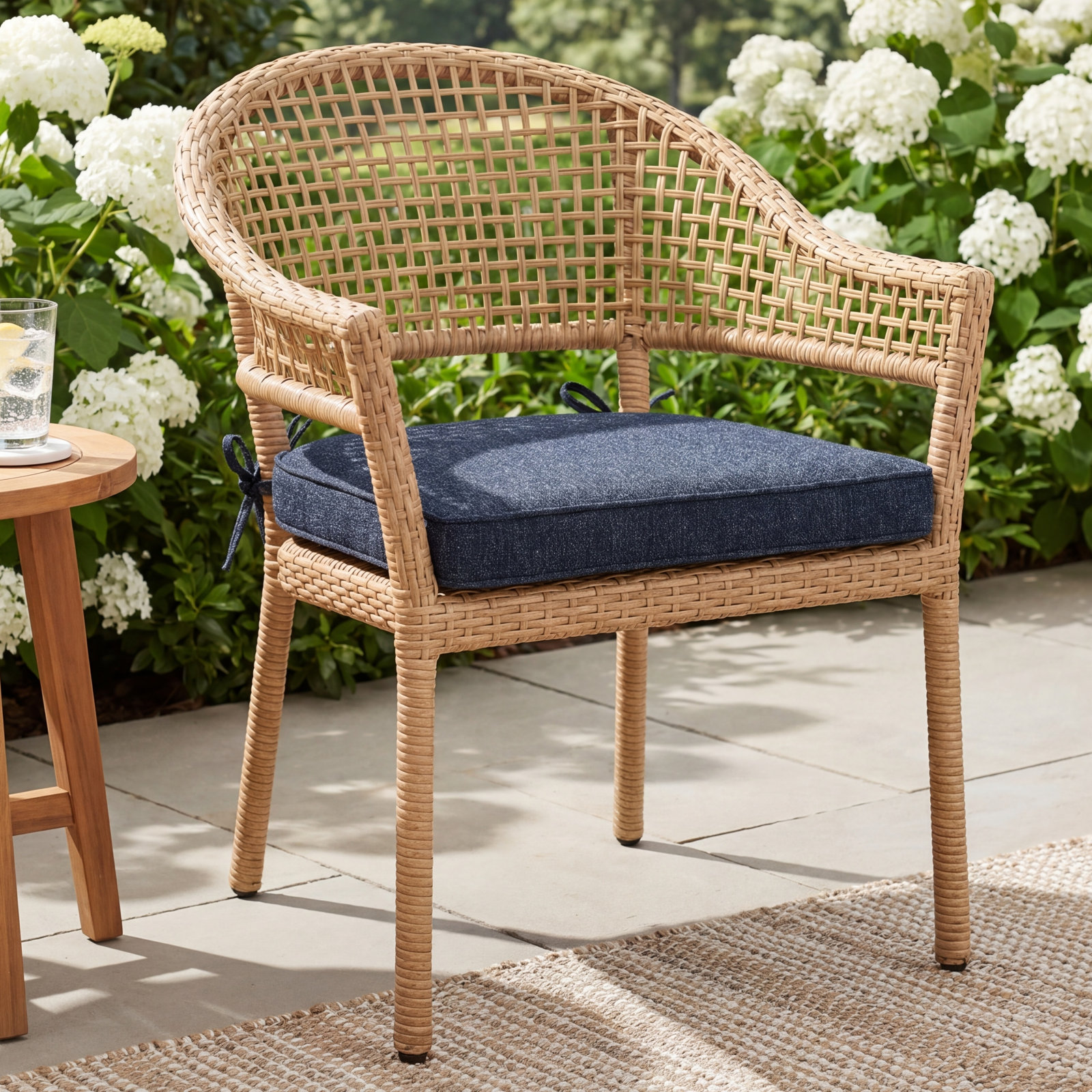 Sunbrella® Seat Cushion, 20" x 20", Improve Indigo Sunbrella®