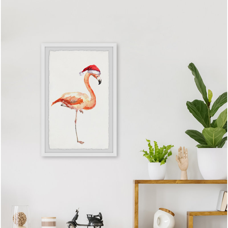 Christmas Flamingo - Single Picture Frame Painting, 45cm H x 38cm W x 3.81cm D