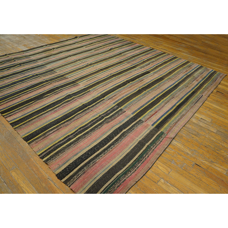 Antique American Rag Rug America Knotted