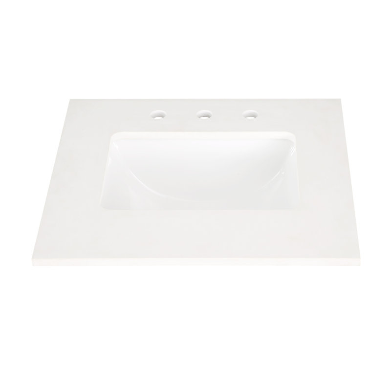Markham 24'' W Single Vanity, White Quartz, Satin Brass, Walnut