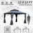 Outdoor Patio Metal Frame Gray Wood Grain Resin Roof Gazebo with Privacy Curtain Mosquito Netting-121781435-118533892