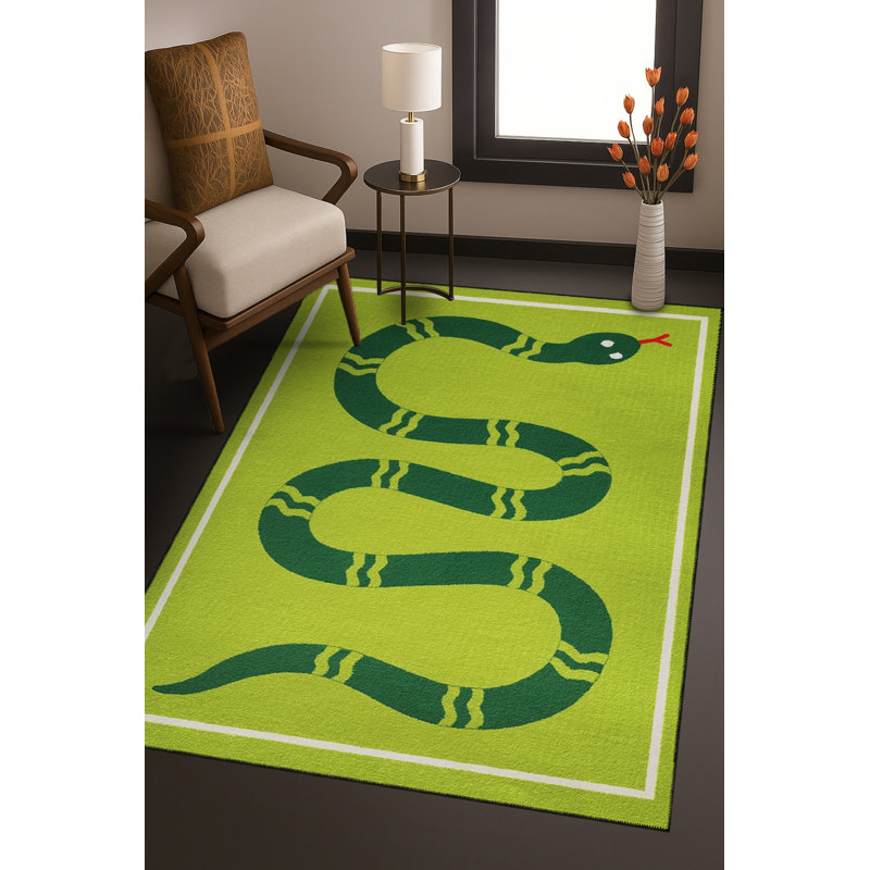 Tapis bleu tissé lavable rétro Mosso, 3'3" x 6'7"
