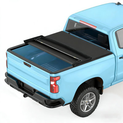 Housse de protection souple pour lit de camion à trois volets pliable pour le nouveau camion Sierra 1500 du fabricant Silverado et Auto - caisse de 6,6 pi - PVC durable - coins renforcés - protection contre les intempéries