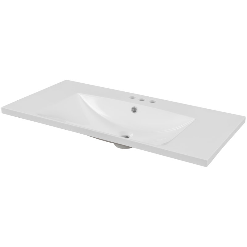 36" White Ceramic Rectangular Undermount Vanity Sink Top