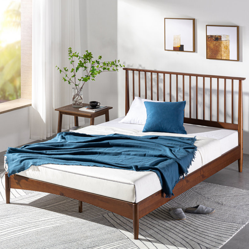Kilgo Solid Wood Bed Frame with Slatted Headboard, Double (4'6)
