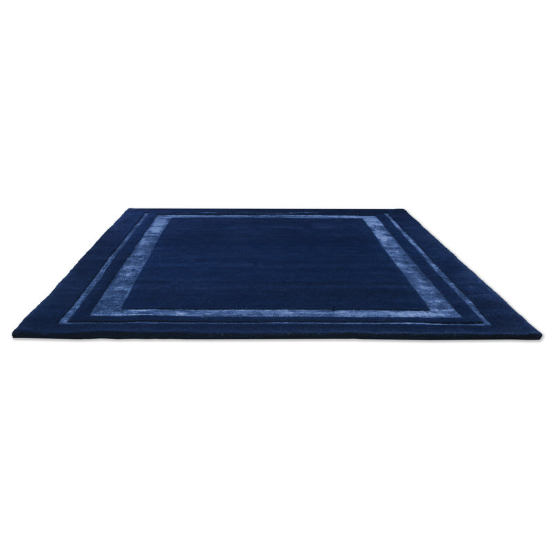 Hand-Tufted Blue Wool and Viscose Rectangular Rug 5'6" x 7'9"