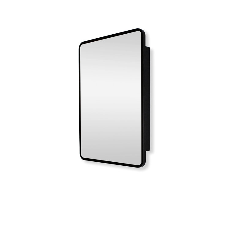 Raff W H Medicine Cabinet Mirror, Black, 28.05" H x 20.05" W x 4.95" D