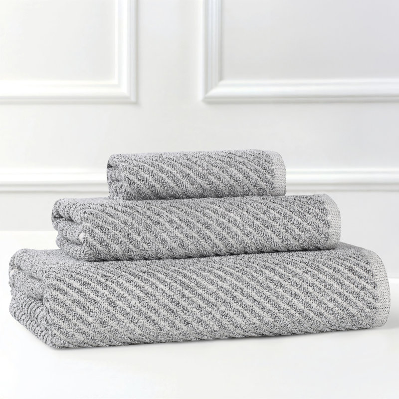  Cotton Blend Super Soft And Absorbent Amelia Collection Towel Set (Set Of 3), Charcoal