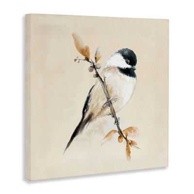 Muted Watercolor Chickadee Canvas, design by Diannart