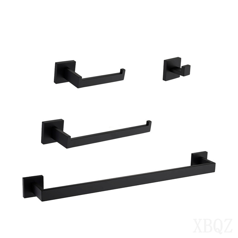 4 - Piece Bathroom Hardware Set, Matte Black