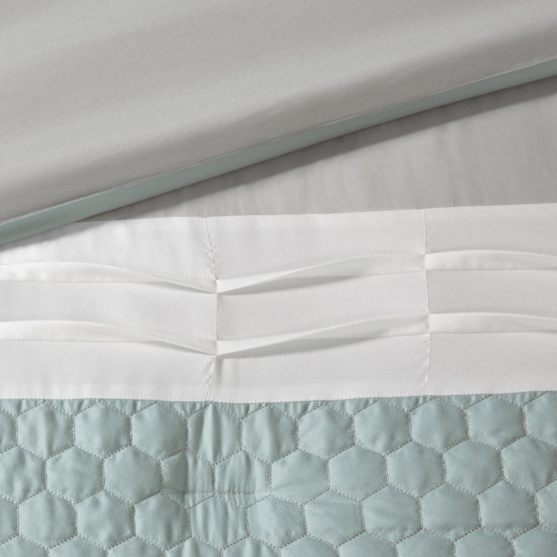 Tinsley 8 Piece Modern Comforter Set, Queen Comforter + 7 Additional Pieces, Seafoam