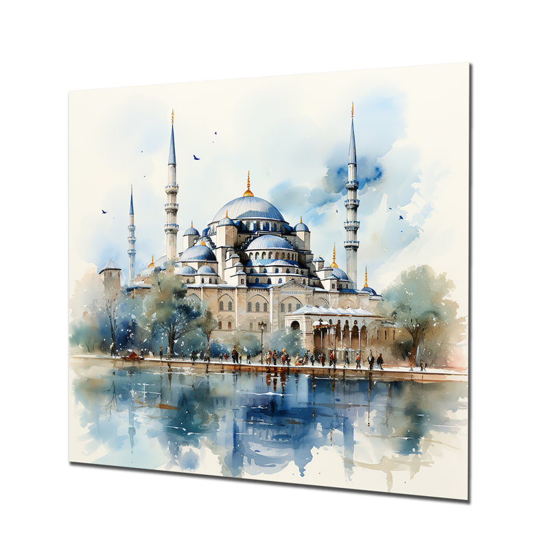 Mosquée bleue turque, art sérénité I, art mural en métal, H 16 po x l 16 po