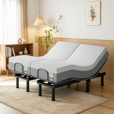  Zero Gravity Adjustable Bed Frame With Massage & Wireless Remote Control - Anti-Snore, USB Ports, LED Light
