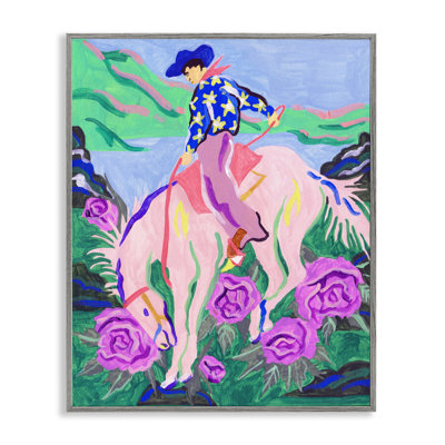 «Bright Cowboy & Blooms», art de la giclée par Tim Ottoole
